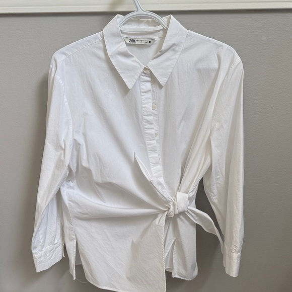 Zara White Poplin wrap shirt - Picture 3 of 5